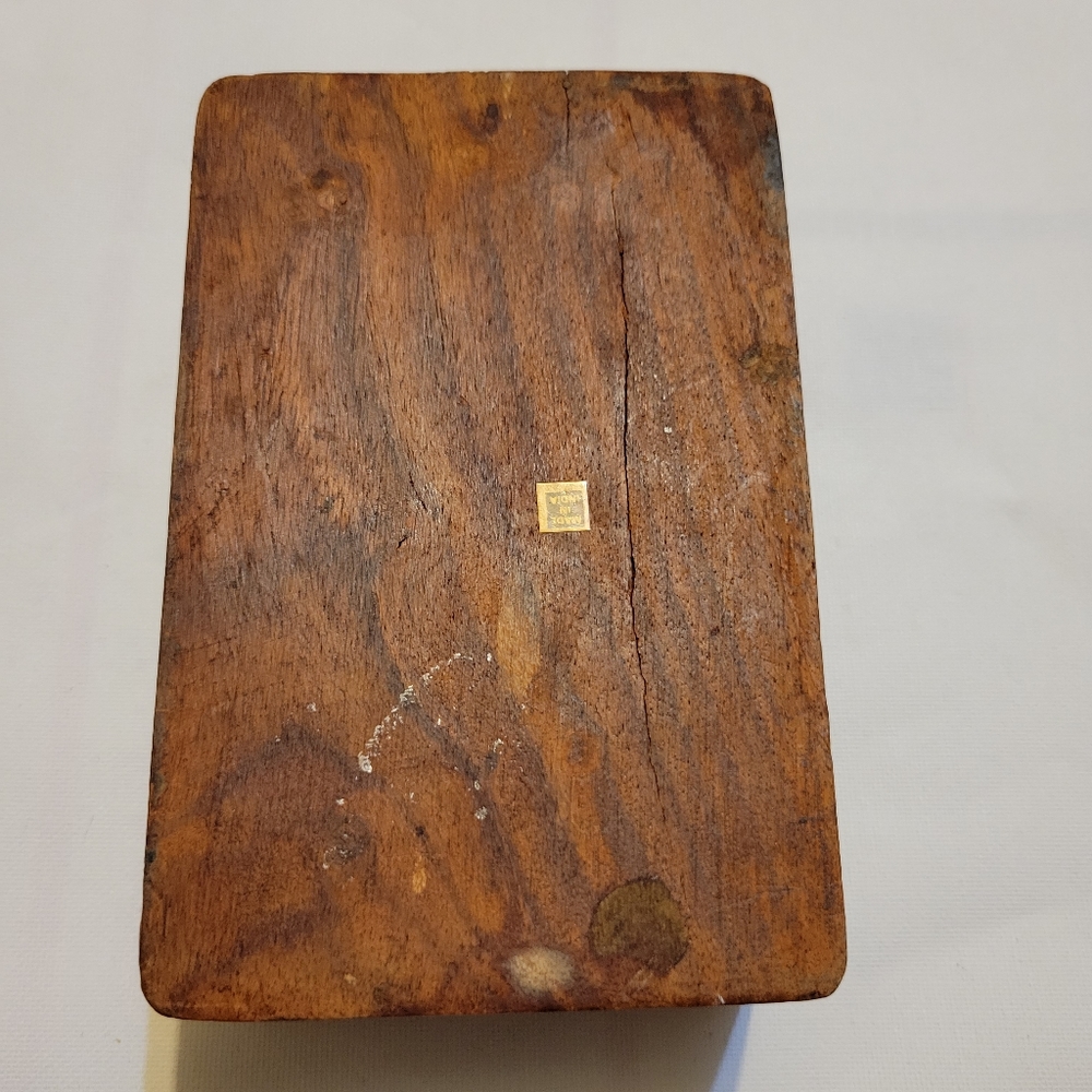VINTAGE WOOD TREASURE STASH TRINKET JEWELRY BOX - Picture 2 of 5